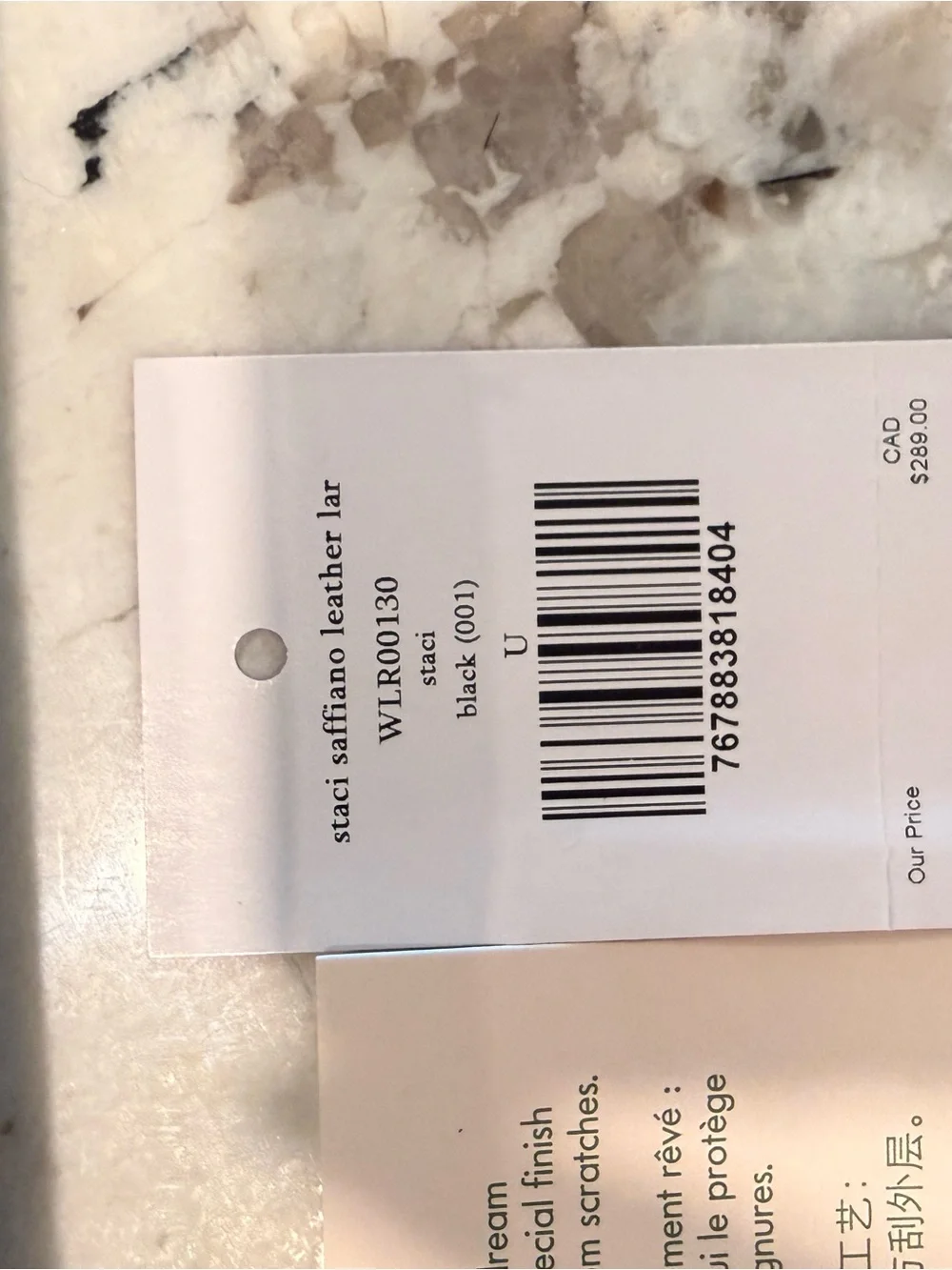 kate spade Black Saffiano Zip Wallet with Gold Logo